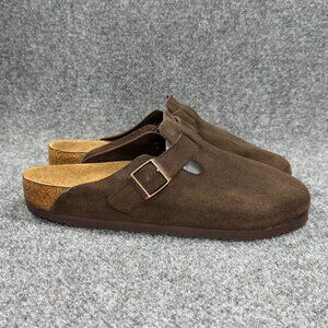 Birkenstock Boston Clogs Men's Size 10 Mocha Brown Suede Slip On Slide Sandals